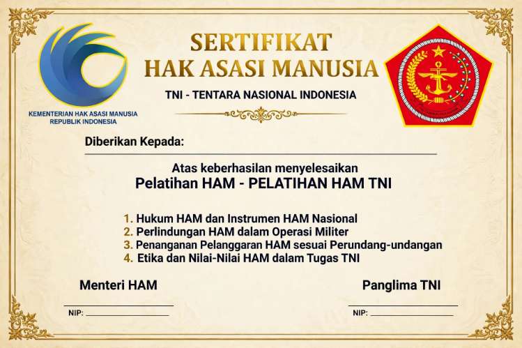 FOTO : Iustrasi sertifikasi hak asasi manusia (HAM) bagi TNI/Ai