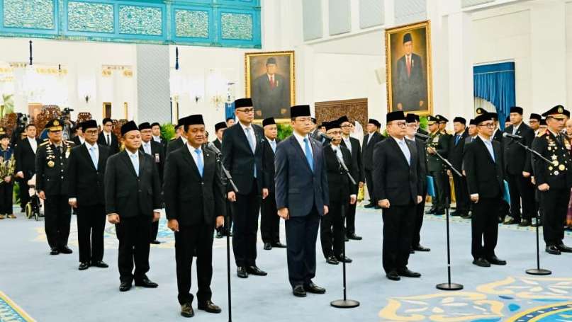 FOTO : Sejumlah Menter dan Wakil Menteri dilantik Presiden Prabowo Subianto di Istana Negara, Jakarta, Kamis (1/10).